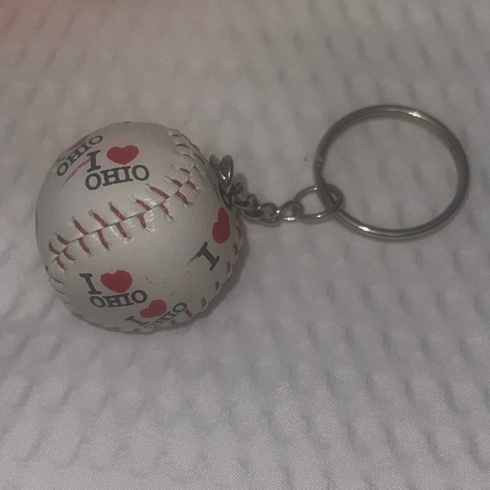 I Love Ohio Baseball Keychain